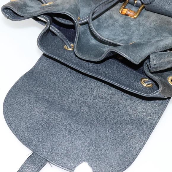 GUCCI Bamboo Backpack Suede Black Gold 003 2058 0016 Auth 131139 main image 4